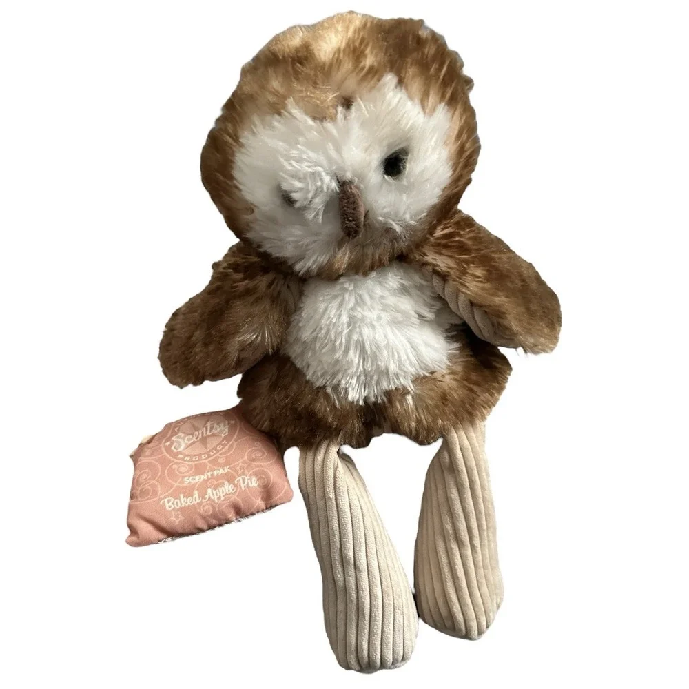 Scentsy Buddy Oakley the Owl‎ Plush 12 in Brown White Fluffy With Scent Pack